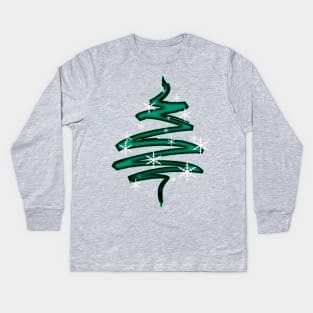 Christmas Tree Abstract with snowflakes Kids Long Sleeve T-Shirt